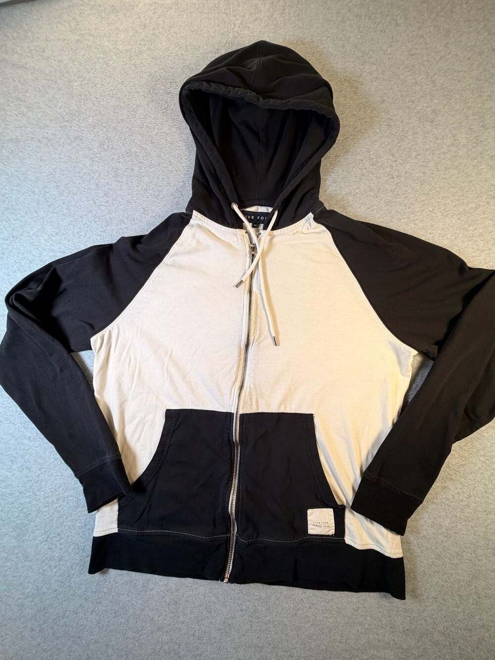 Five Four Color Block Zip Up Hoodie Size M Black Off White